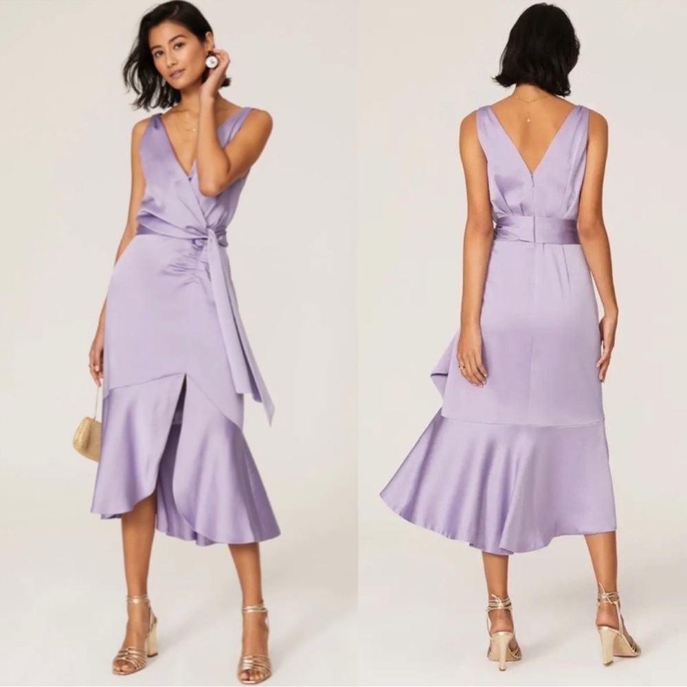Jonathan Simkhai Mia Fluid Satin Dress in Purple Size 00